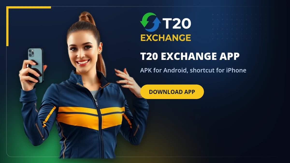 T20 Exchange app download APK screen on an Android phone