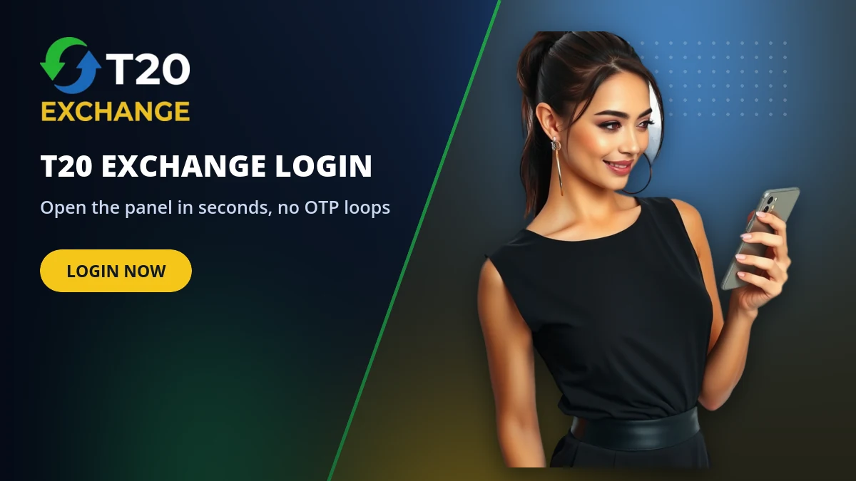 T20 Exchange login screen guide showing panel sign in on mobile